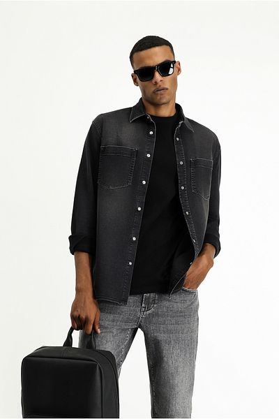 Kiğılı Long Sleeve Regular Fit Denim Cotton Shirt