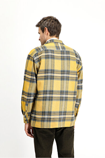 Kiğılı Uzun Kol Oversize Ekose Shacket Oduncu Pamuk Gömlek / Mont