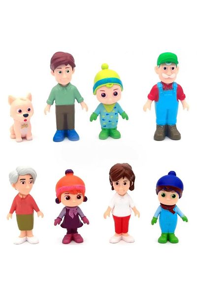Cocomelon Set 8 Figurine CoComelon, Jhony Jhony, ABS, Mbong®, 3-6 cm