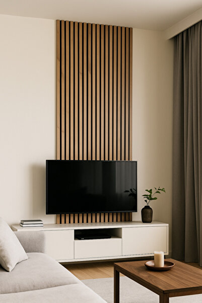 ATS YAPI AKUSTİK Mdf Ahşap Akustik Dekoratif Duvar Paneli 24x240 Cm - Safir Meşe