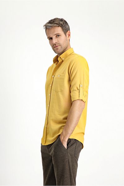 Kiğılı Long Sleeve Regular Fit Sports Button Lapel Shirt