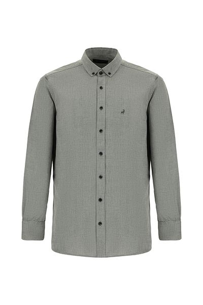 Abdullah Kiğılı Long Sleeve Regular Fit Cotton Button Lapel Oxford Shirt