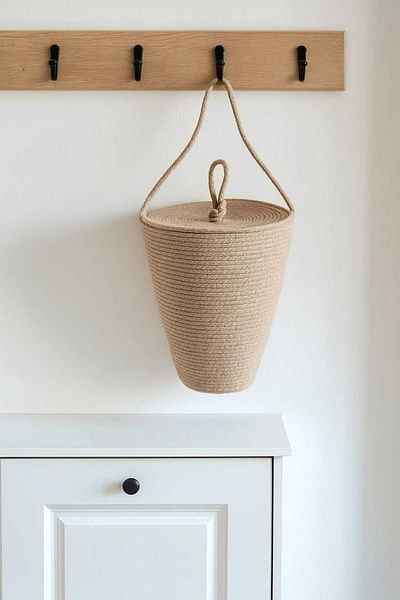 ÖRGÜM Wicker Colored Bag Organizer - with Lid, 30X20 cm