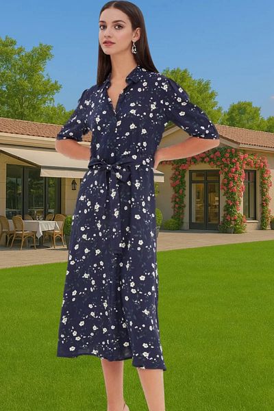 PayBuy Women Midi Length Shirt Dress Animal Pattern Viscose Fabric Casual Style Modern Style