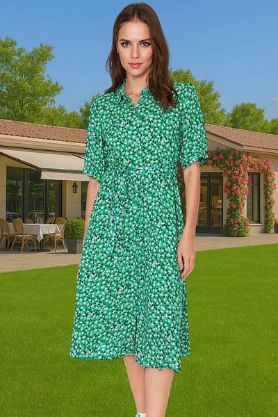 PayBuy Women Midi Length Shirt Dress Animal Pattern Viscose Fabric Casual Style Modern Style