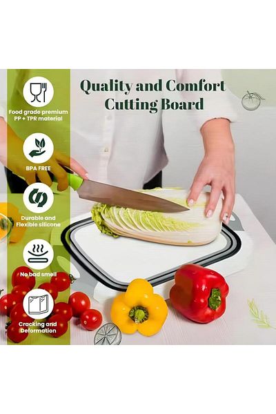 Generic Cutting Board With Vegetable Storage Basket Grey 41x5x31cm