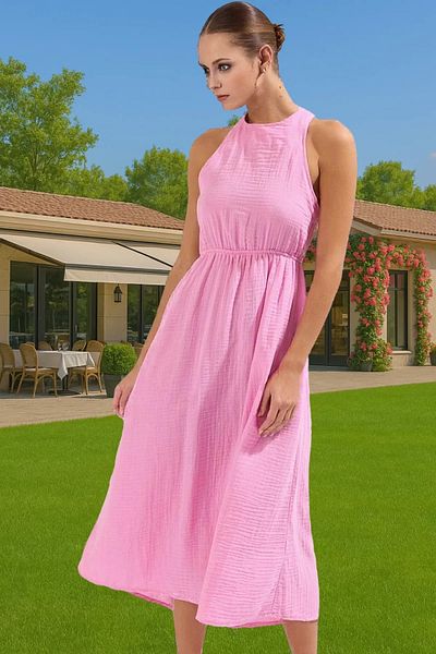 PayBuy Maxi Muslin Woven Dress Back Detail Summer Beach Wear Casual Use Stylish Appearance Comfortable Cut
