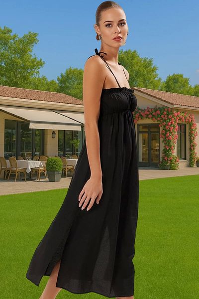 PayBuy Summer Women's Midi Poplin Dress Gathered Detail One Shoulder Professional Look Premium Quality