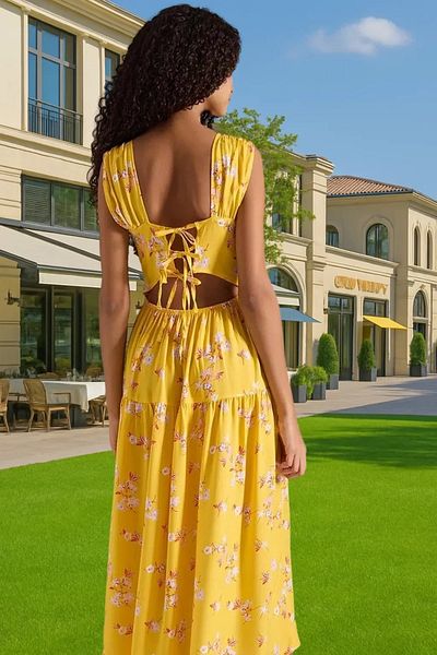 PayBuy Summer Floral Pattern Midi Skater Dress Viscose Fabric Casual High Quality Carefully Selected