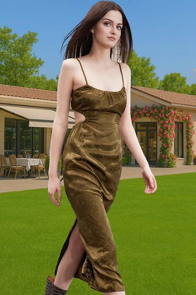 PayBuy Stylish Satin Evening Dress with Strap Midi Length Fitted Fit Stylish Appearance Distinguished Material Premium Quality