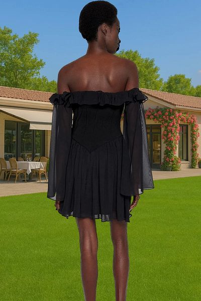 PayBuy A-Line Chiffon Evening Dress Flounced Long Sleeves Summer Trend Design Quality Craftsmanship Distinguished Material