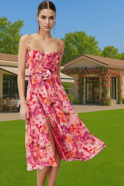 PayBuy A-Line Floral Chiffon Evening Dress Professional Look for Prom and Graduation Perfect Fit