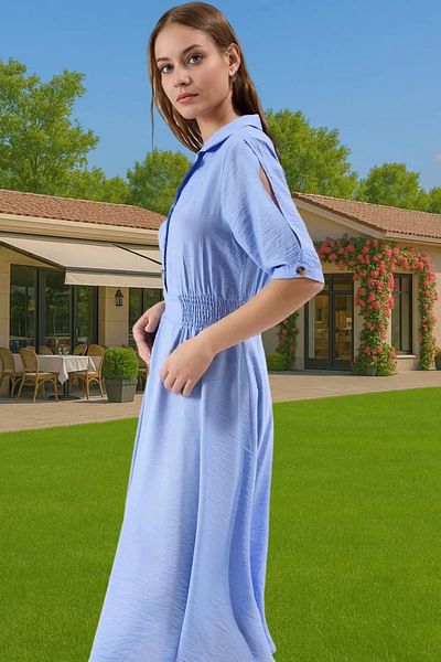 PayBuy Viscose Blend A-Line Midi Dress Shirt Collar Casual Style Comfortable Use Carefully Selected