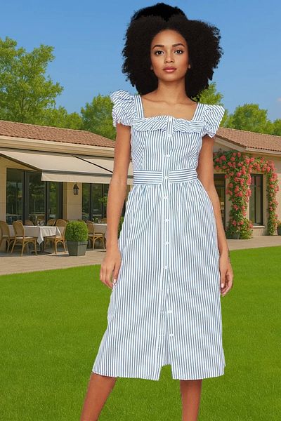 PayBuy Summer Striped Midi Shirt Dress Cotton Polyester Casual Style Comfortable Cut Stylish Look