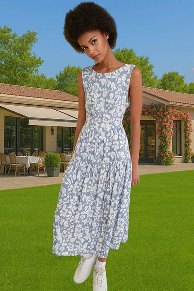 PayBuy Summer Floral Pattern Midi Skater Dress Viscose Fabric Casual High Quality Carefully Selected