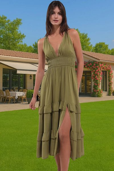 PayBuy Women's Crew Neck Maxi Beach Dress Viscose Fabric Summer High Quality Zarifane Design Special Design