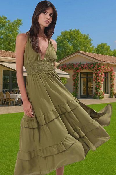 PayBuy Women's Crew Neck Maxi Beach Dress Viscose Fabric Summer High Quality Zarifane Design Special Design