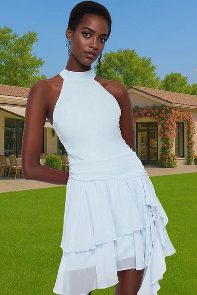 PayBuy Chiffon A-Line Ruffled Mini Evening Dress Modern Style Long Lasting Modern Style Premium Quality