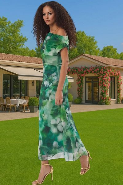 PayBuy Stylish Evening Dress Knitted Tulle Midi Length Multicolored Patterned Comfortable and Stylish Carefully Selected Modern Style