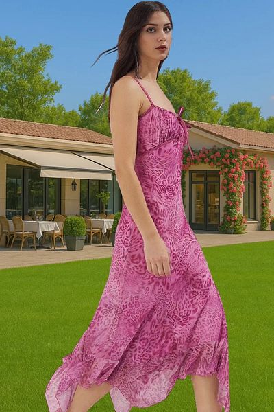 PayBuy A-Line Floral Patterned Midi Tulle Dress Summer Casual Stylish Premium Quality Zarifane Design