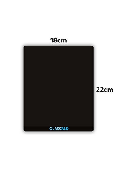 GlassPad Cam Mouse Pad - Siyah - Premium Temperli Cam - 18x22 Cm [S]