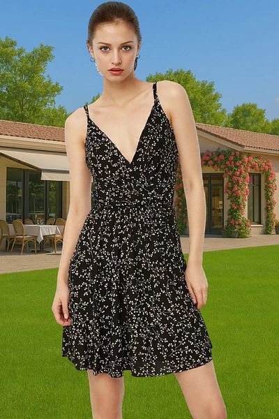 PayBuy Women's Mini a Line Knitted Dress Floral Pattern Polyester Summer Comfortable Cut Premium Quality