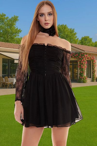 PayBuy Chiffon A-Line Ruched Long Sleeves Evening Dress Gown Homecoming Prom Long Lasting Long Lasting Modern Style
