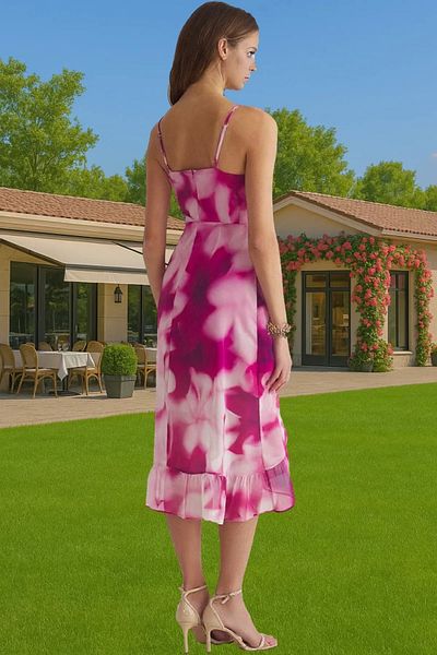 PayBuy Chiffon Double Breasted Midi Dress with Pattern Lined Perfect for Summer Casual Wear Fit Long Lasting