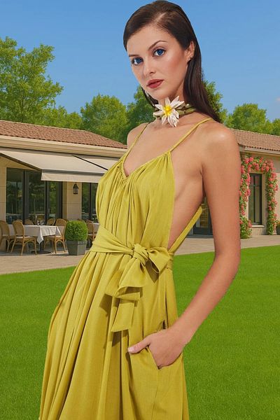 PayBuy Maxi Woven Crinkle Fabric Waist Tie-Up Summer Beach Dress Durable Material Carefully Selected