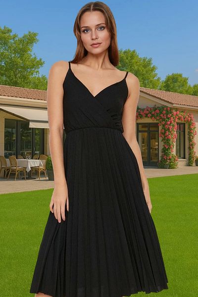PayBuy Rochie midi plisată Poliester tricotat Vară Casual Elegantă Alesă cu atenție Stil modern Design Zarifane