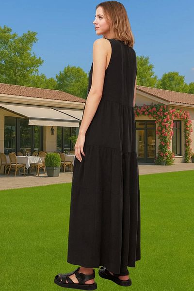 PayBuy Stylish Maxi Length Sleeveless Viscose Woven Dress Comfortable Casual Style Distinguished Material Stylish Appearance Special Design