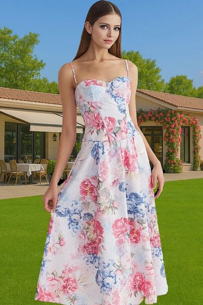 PayBuy Midi A-Line Floral Pattern Poplin Evening Dress Comfortable and Stylish Stylish Appearance Stylish Appearance Zarifane Design