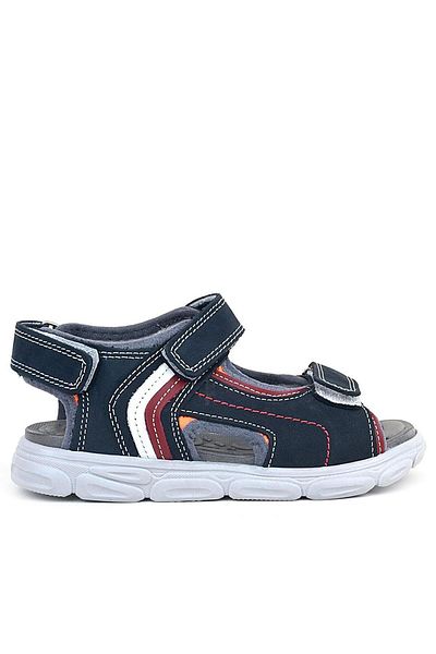 Rakerplus Genuine Leather Navy Blue Red Velcro Children's Sandals