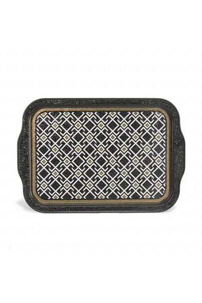 EVLE Ef162-88 Turkish Black_swt Home Patterned Rectangular Tray 22x32 Cm