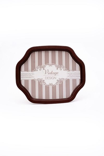 EVLE Ee166-8b Elegance Burgundy Patterned Special Shape Tray 28x33 Cm