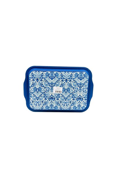 EVLE Azulejos Desenli Metal Tepsi - Çay Kahve Tepsisi - Sunum Tepsisi 21 Cm X 31 Cm Ee162-7n