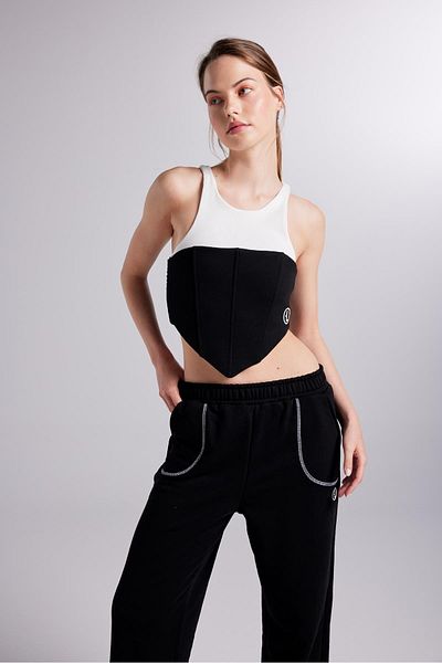 HOLLY LOLLY Rhode Bustier with Logo Tank Top Black