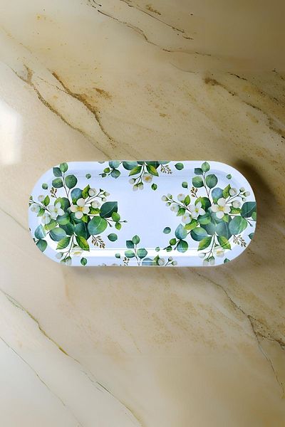EVLE Ef168-t3 Sn_ıvy Patterned Oval Tray 16x35 Cm