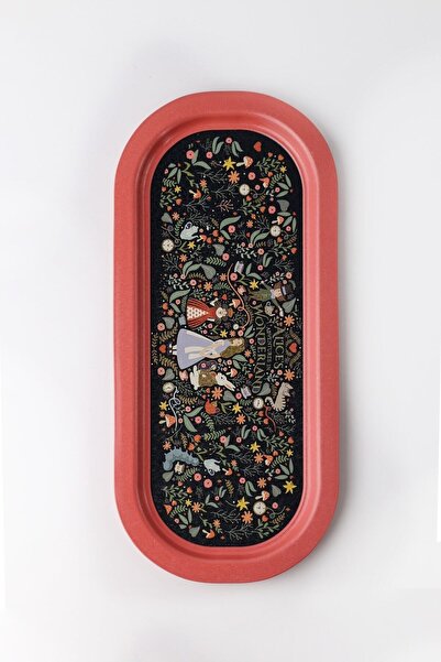 EVLE Ee168-9a Tales Alices Desenli Oval Tepsi 16x35 Cm