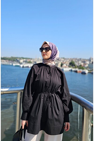 shop Büzgü Yakalı Dökümlü Vual Gömlek