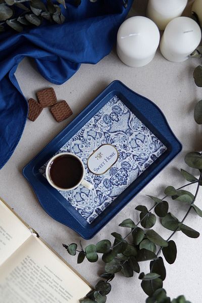 EVLE Ee170-7n Azulejos Sweet Home Patterned Rectangular Tray 16x25 Cm