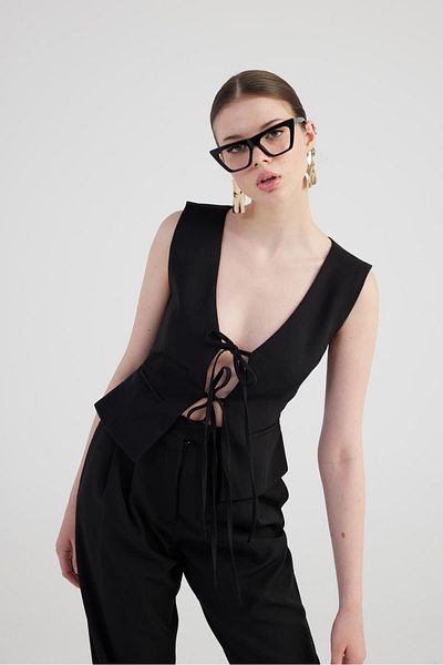 HOLLY LOLLY Black Frida Vest - Lacing Detail