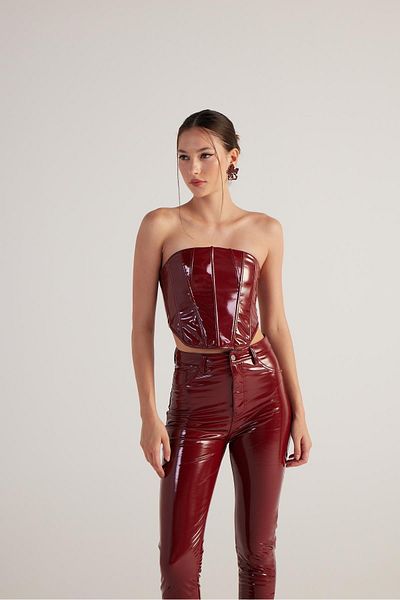 HOLLY LOLLY Zapínání na zip Lakovaná kůže Bria Bustier Claret Red