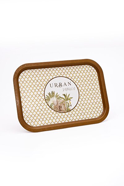 EVLE Forrest Desenli Metal Tepsi - Çay Kahve Tepsisi - Sunum Tepsisi 28 Cm X 40 Cm Ee164-7i