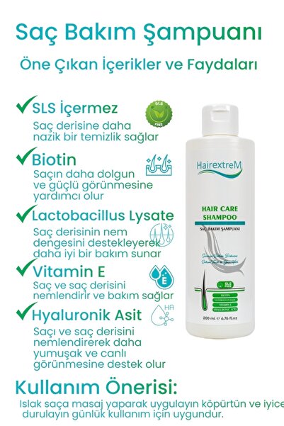 hairextrem Sülfatsız Biotinli Dökülme Karşıtı Profesyonel Saç Bakım Şampuanı 200ml