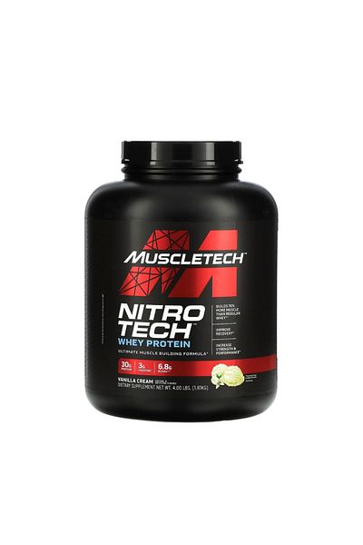MUSCLETECH Nitro Tech Whey Protein Vanilla Cream Flavor, 4 lbs