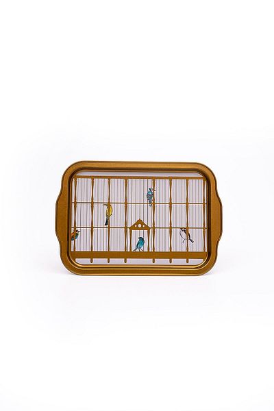 EVLE Bird Cage Patterned Metal Tray - Tea Coffee Tray - Presentation Tray 21 Cm X 31 Cm Ee162-t7