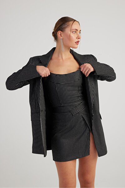 HOLLY LOLLY Бюстгальтер з блискітками та смужками, чорний