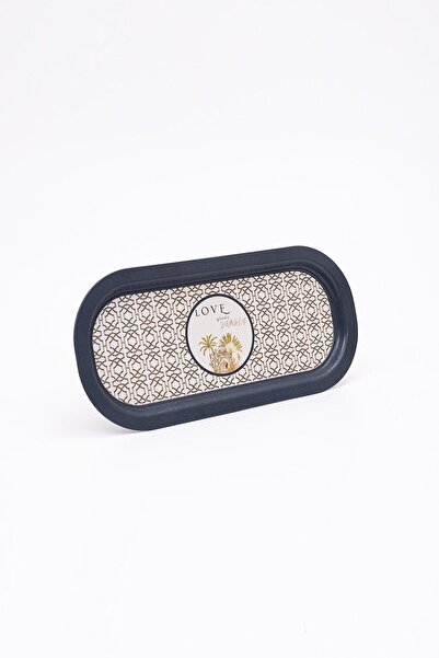 EVLE Ee168-6ı Forrest Grey Love Desenli Oval Tepsi 16x35 Cm