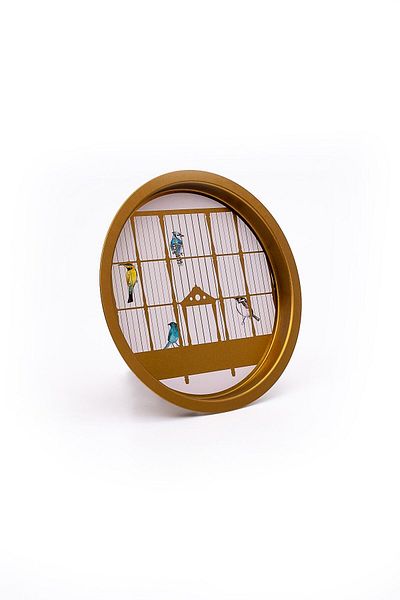 EVLE Ee197-t7 Bird Cage Patterned Round Tray 32 Cm